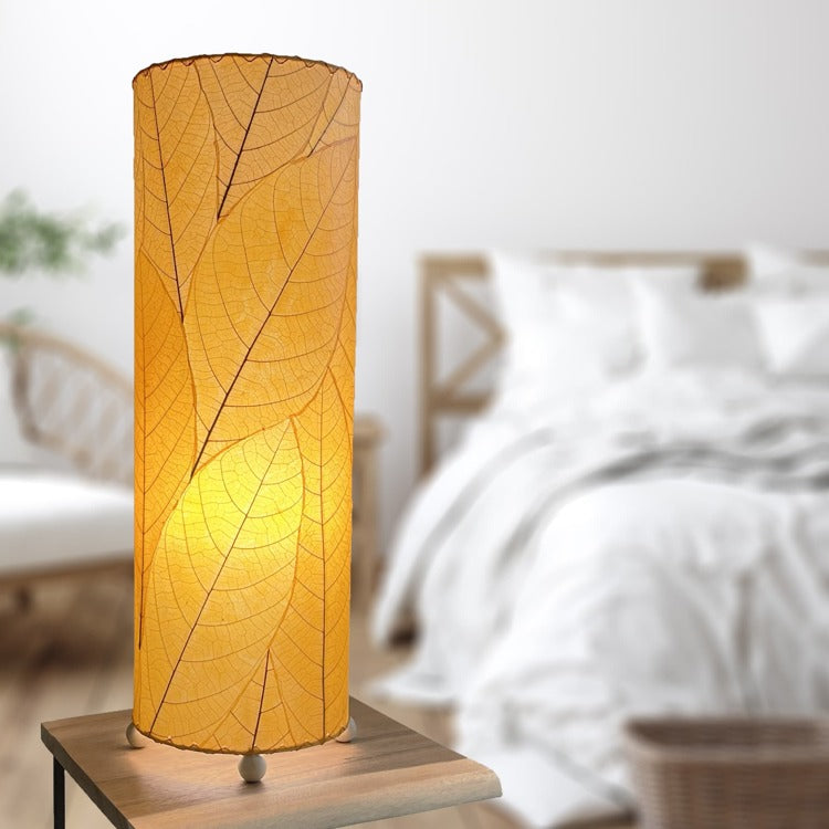 24 Inch Cocoa Leaf Cylinder Table Lamp Orange 1