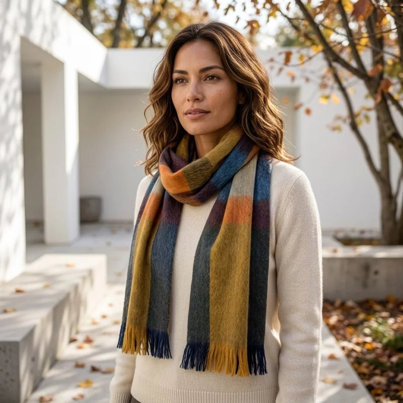 Alpaca Plaid Scarf Iridescent