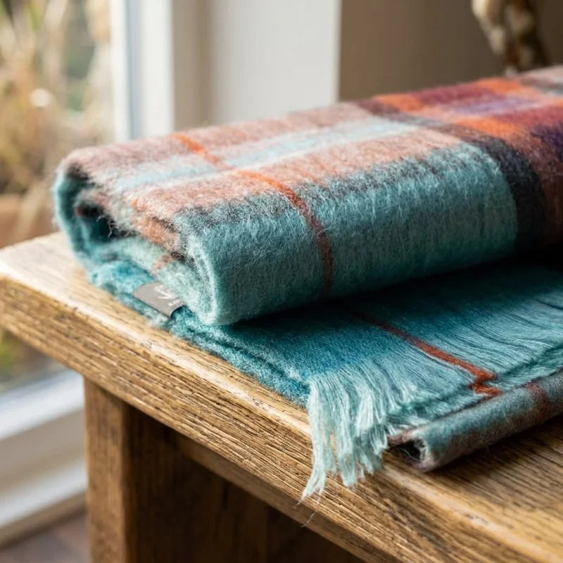 Alpaca Tartan Scarf Mariner