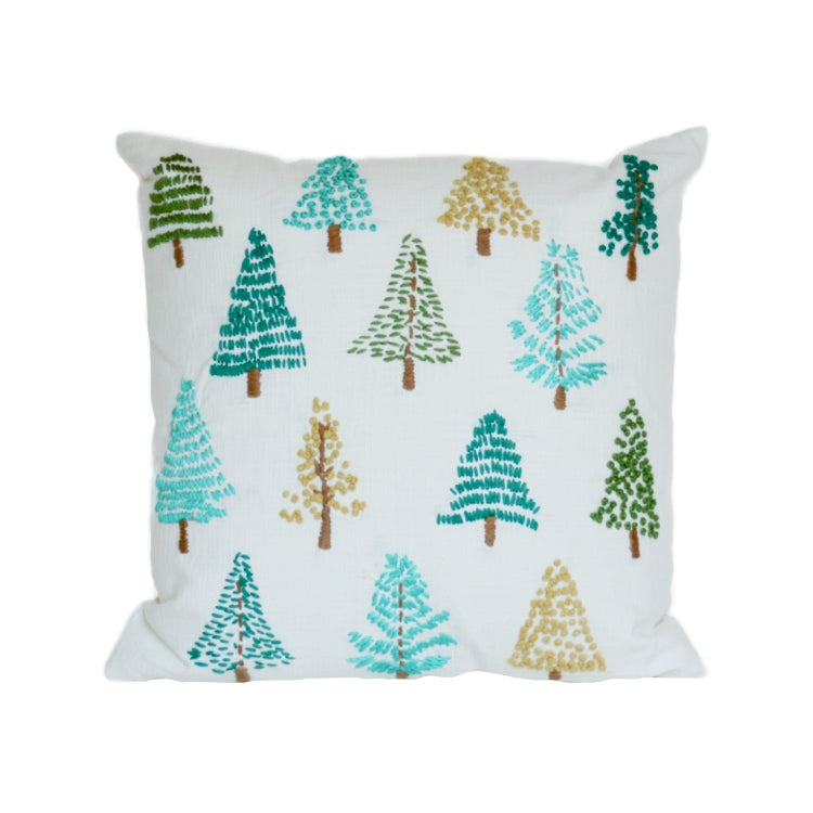 Alpine Trees Pillow White Background