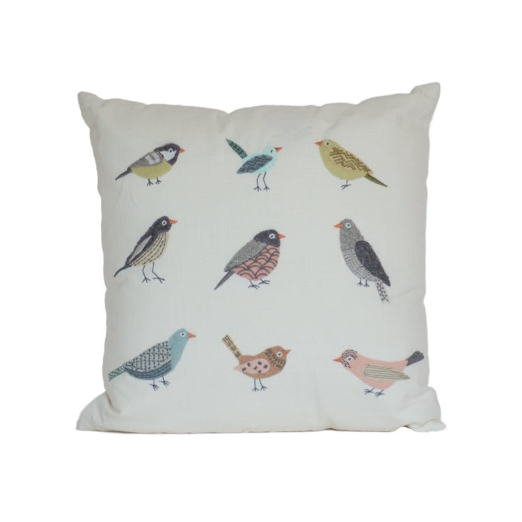 Aviary Bird Cream PIllow White Background