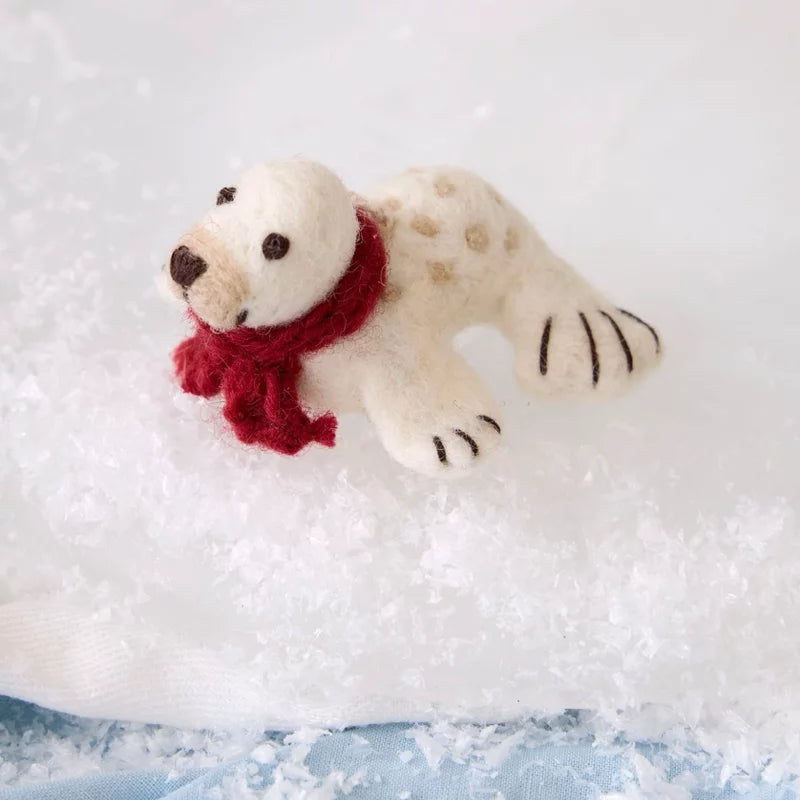 Baby Seal with Red Scarf Ornament