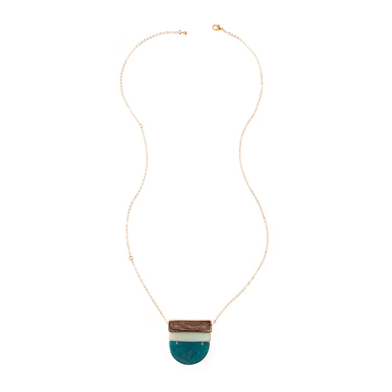 Silver Belgrano Necklace by Faire Collection featuring a sleek midnight-colored pendant on a delicate chain.