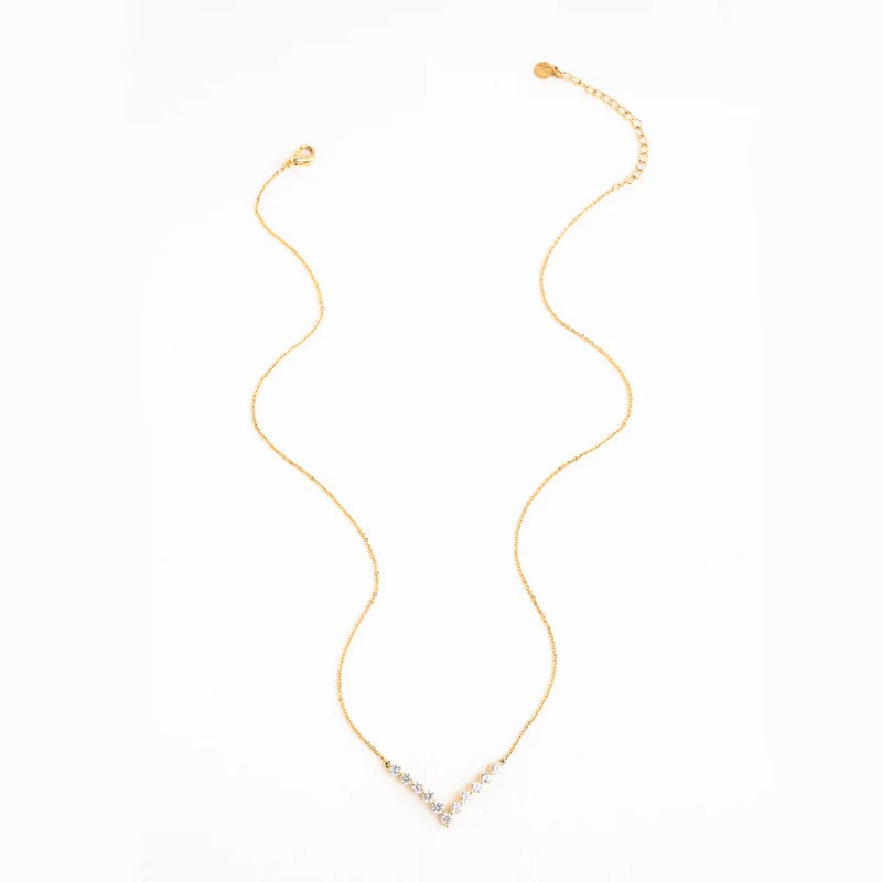 Brilliance V-Bar Chevron Zircon & Gold Necklace 3