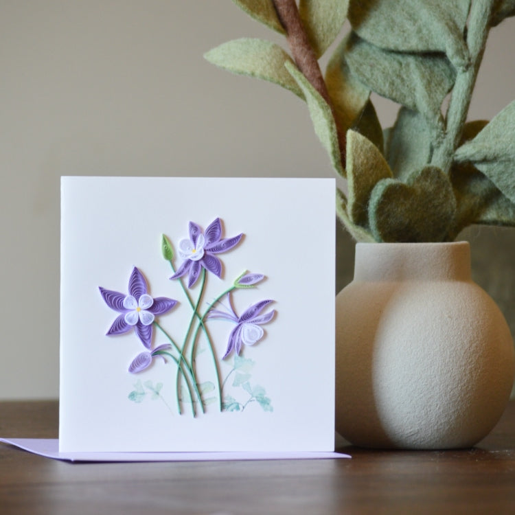 Columbine Flowers Quilling Card Styled