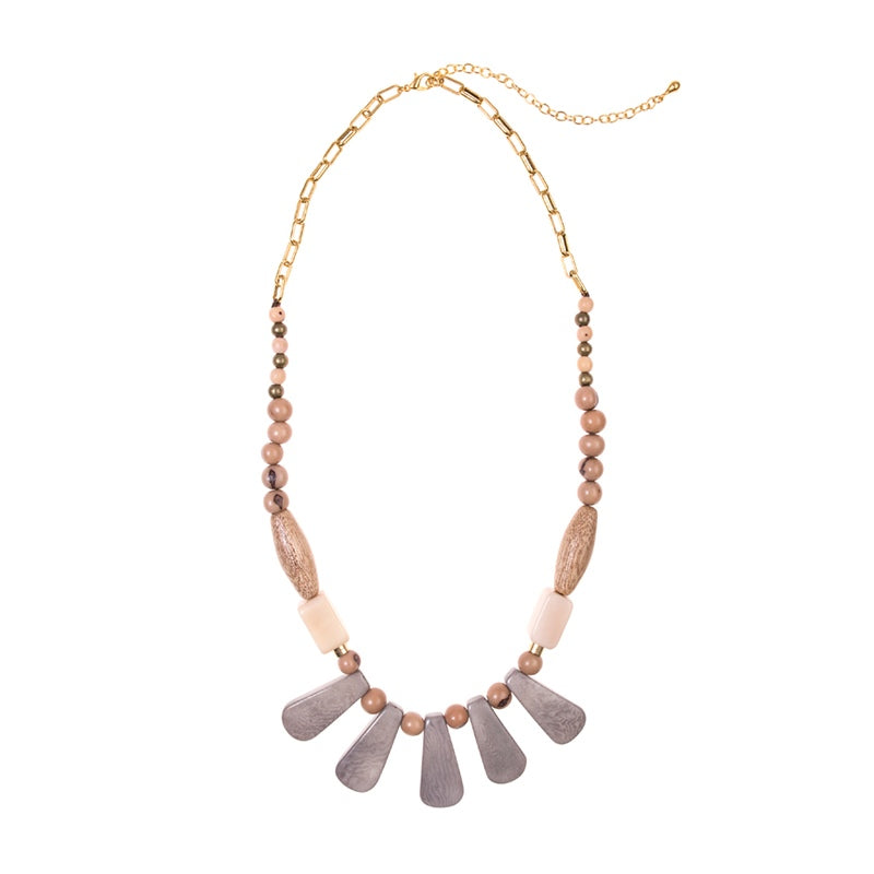 Cordoba Necklace by Faire Collection featuring an elegant gray opal pendant on a delicate chain.