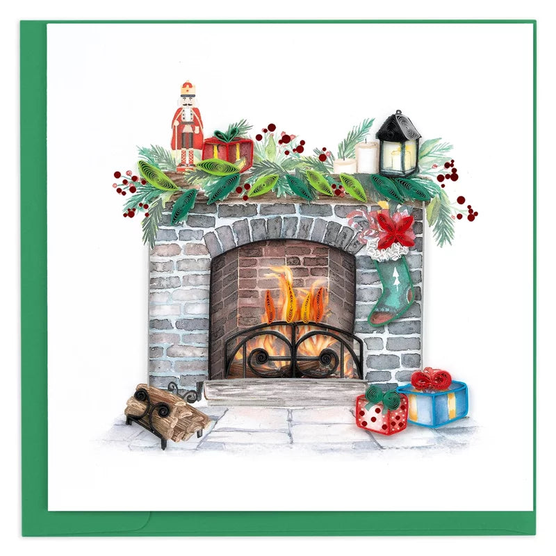 Cozy Holiday Fireplace Quilling Card