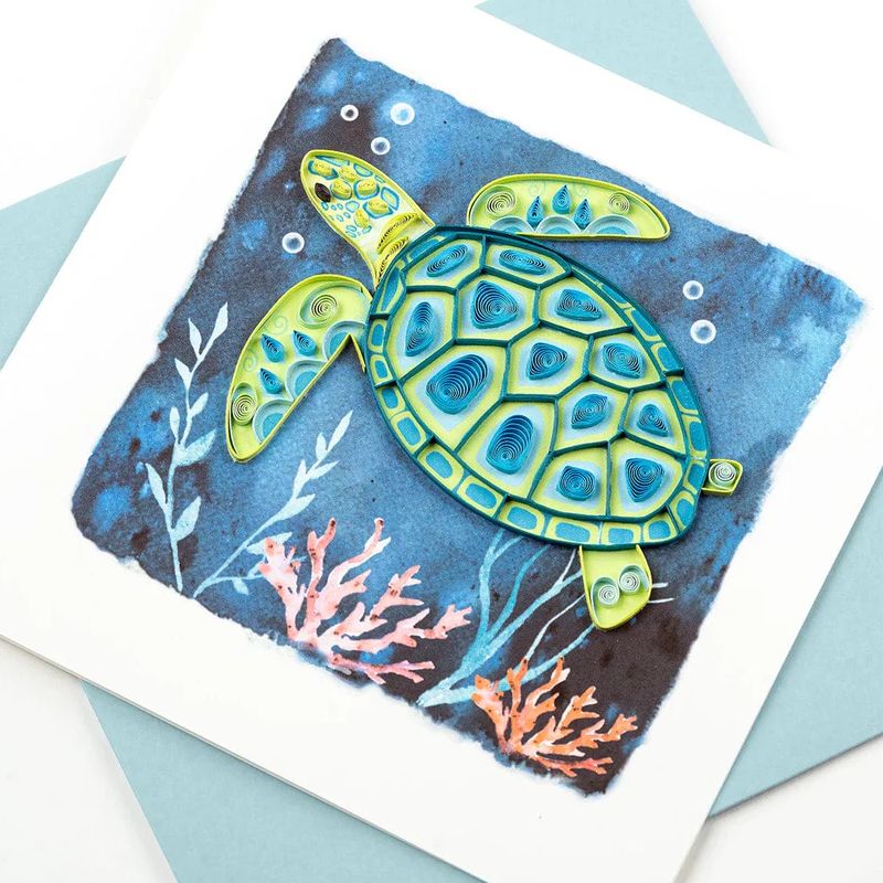 Decorative Sea Turtle Quilling Card 1