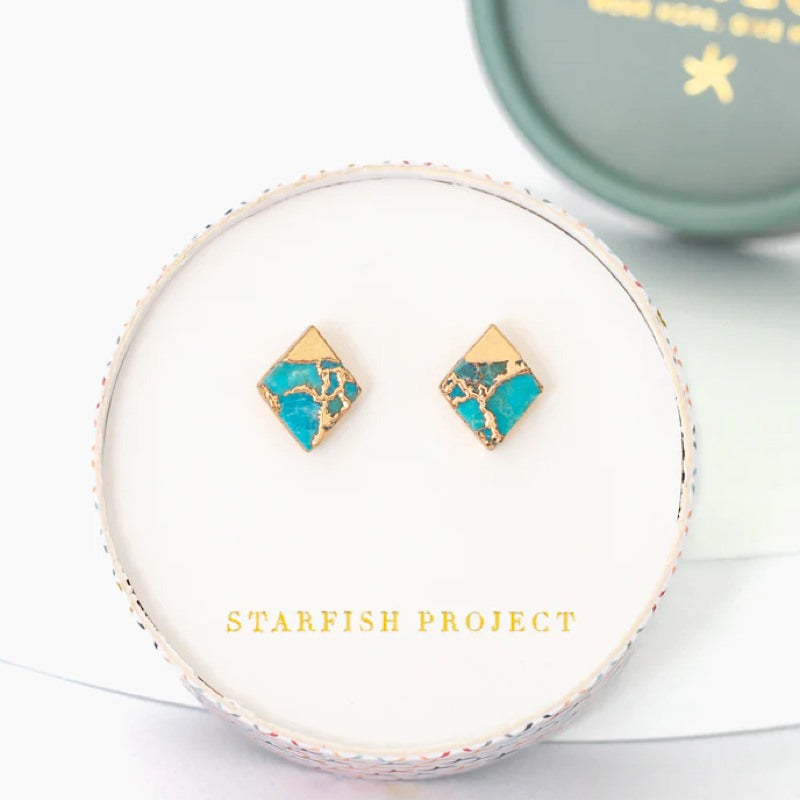 Desert Bloom Diamond Turquoise Studs