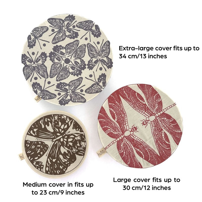 Organic Cotton Dish Covers - Large Set of 3 Butterflies