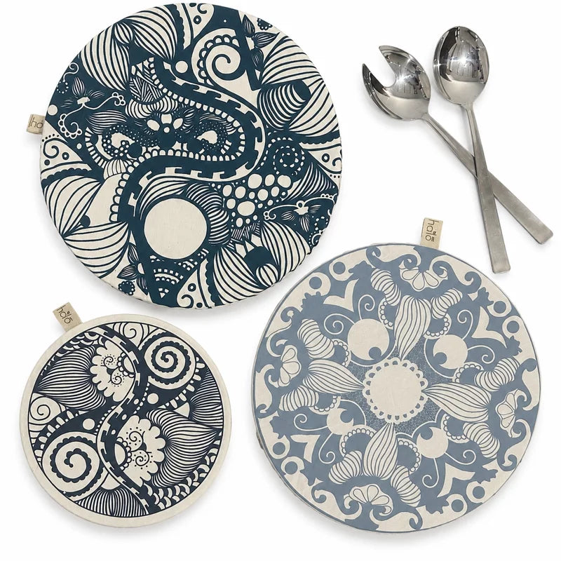 Dish and Bowl Cover Large Set of 3 Paradise Blues