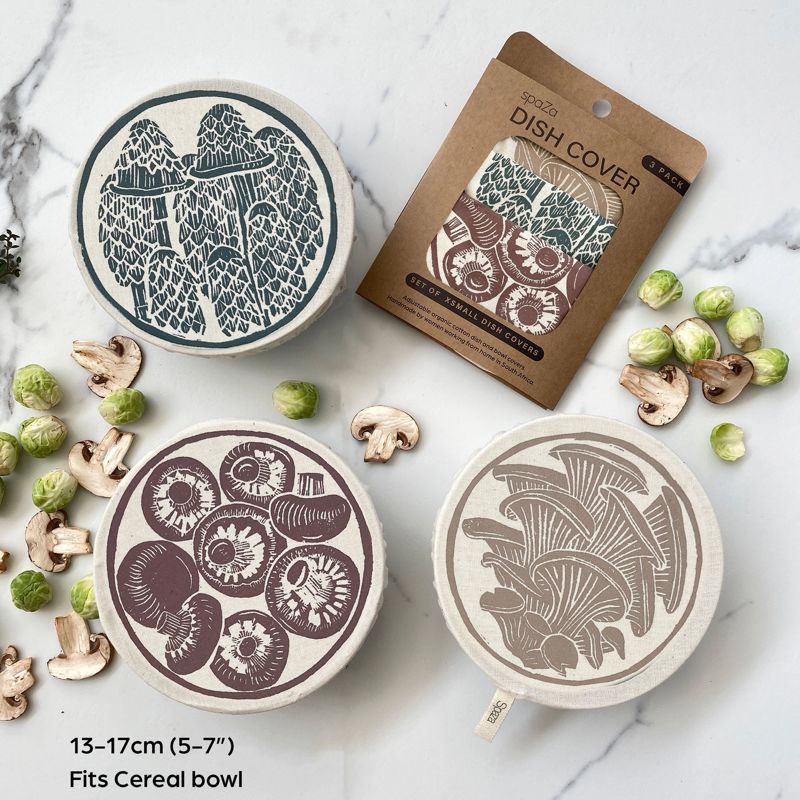 Organic Cotton Dish Covers - Small Set of 3 Mushroom
