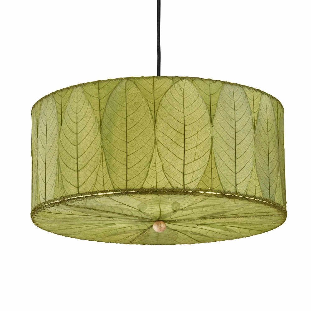 Drum Pendant 24” Leaf Lamp - Green