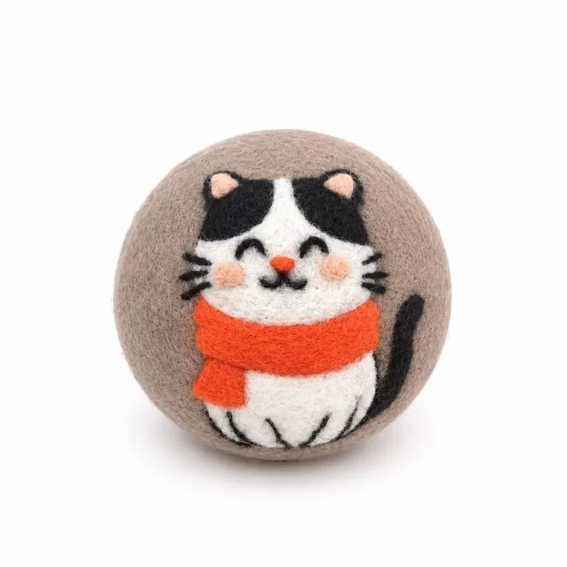 Eco Wool Dryer Ball - Cat with Scarf