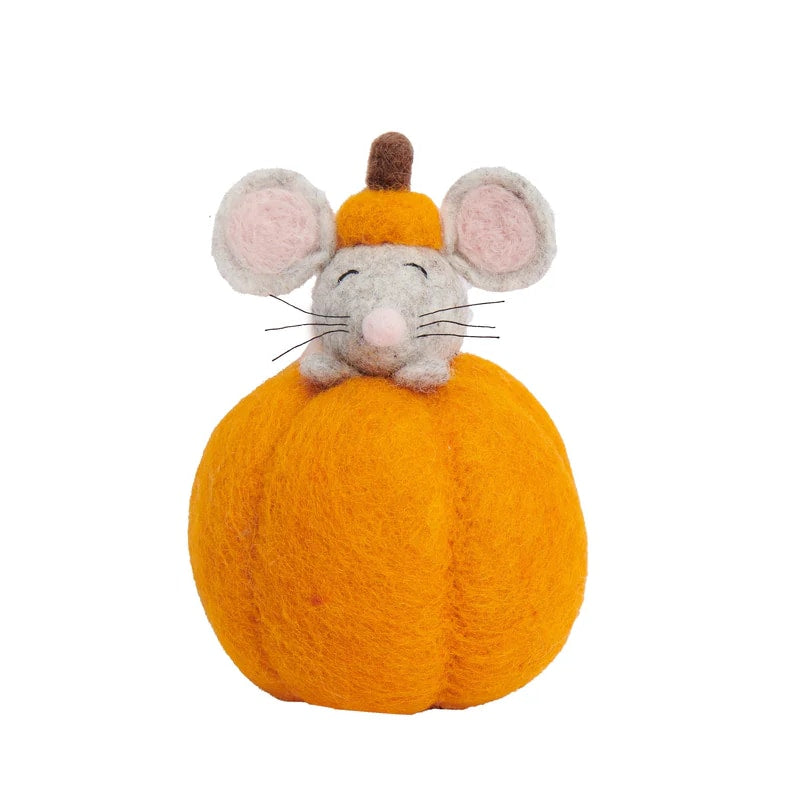 Felt Mouse in Pumpkin Small