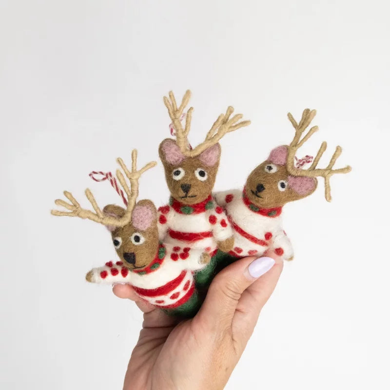 Felt Reindeer with Sweater Ornament