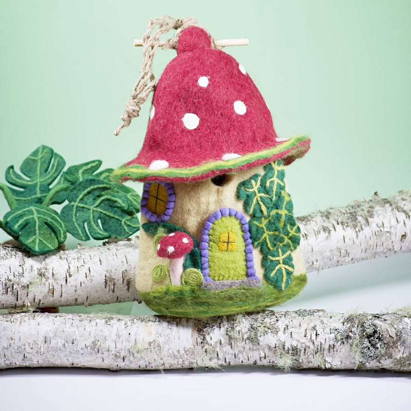 Felt Birdhouse Mossy Mushroom