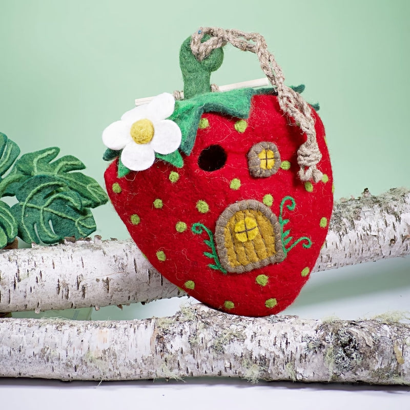 Felt Birdhouse Strawberry Cottage