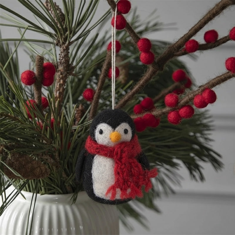 Felt Penguin with Scarf Ornament