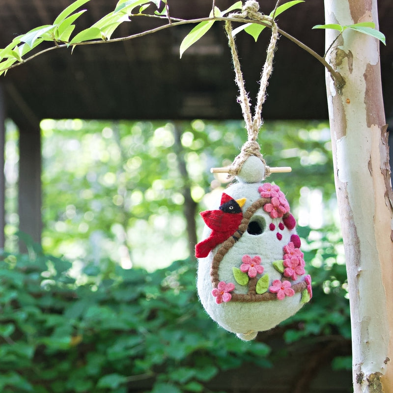 Felt Birdhouse Cherry Cardinal