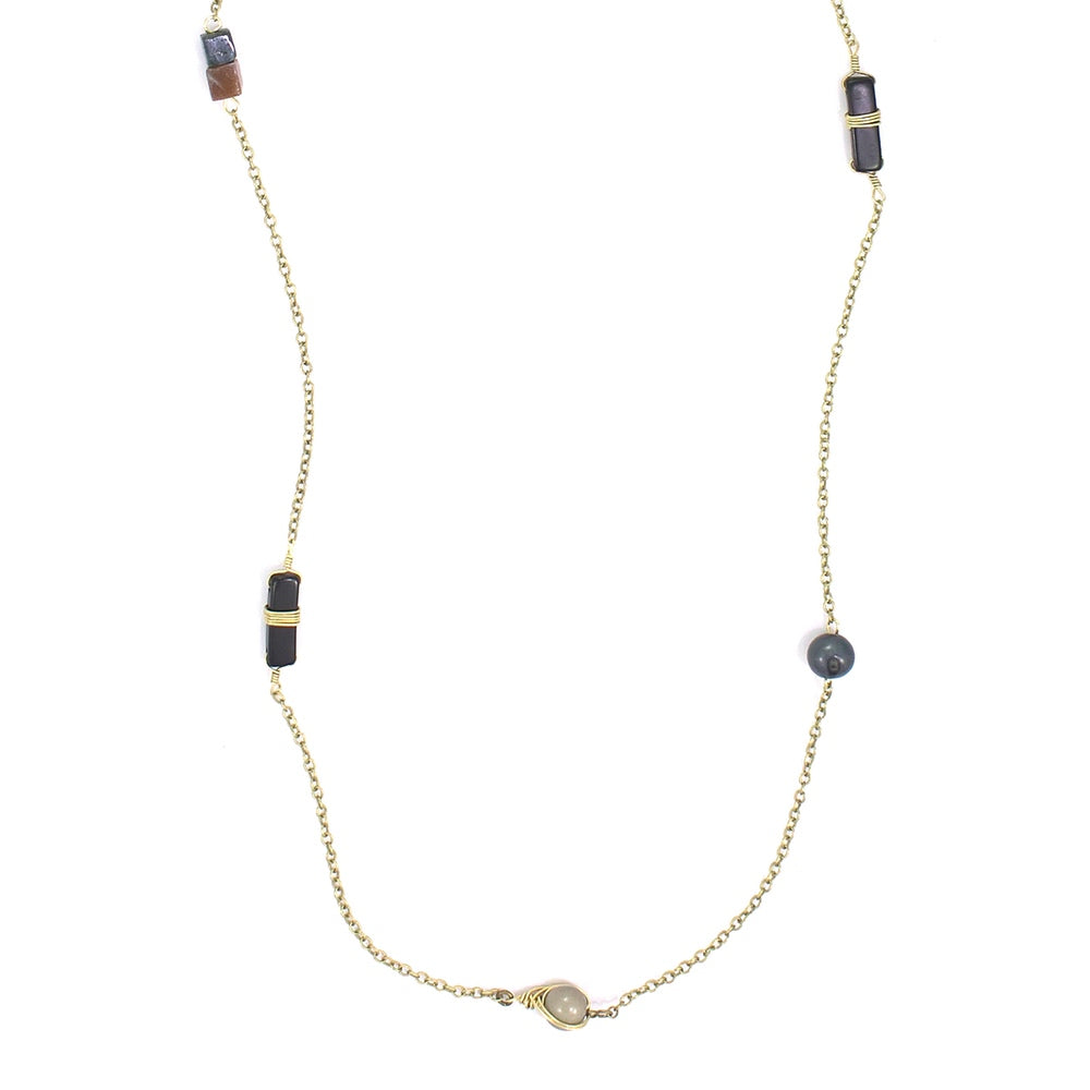 Gem Rope Necklace - Cool Gray/Black