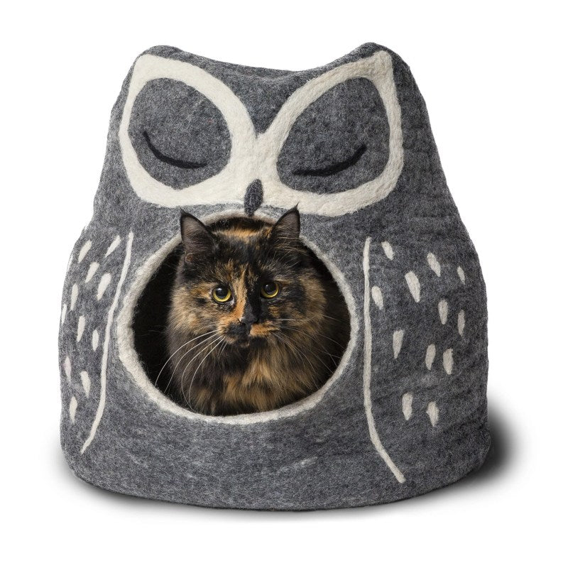 Grey Owl Wool Pet Cave