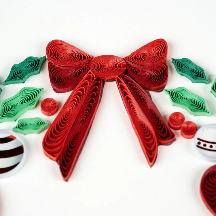 Holiday Wreath with Ornaments Quilling Card
