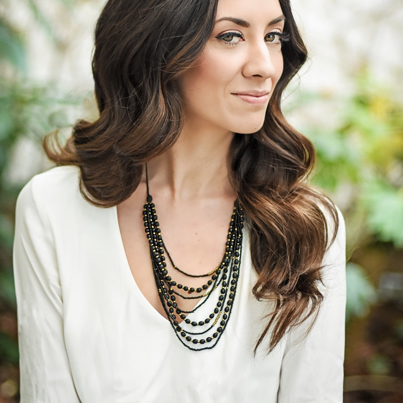 Mallorca Necklace - Black w/ Gold