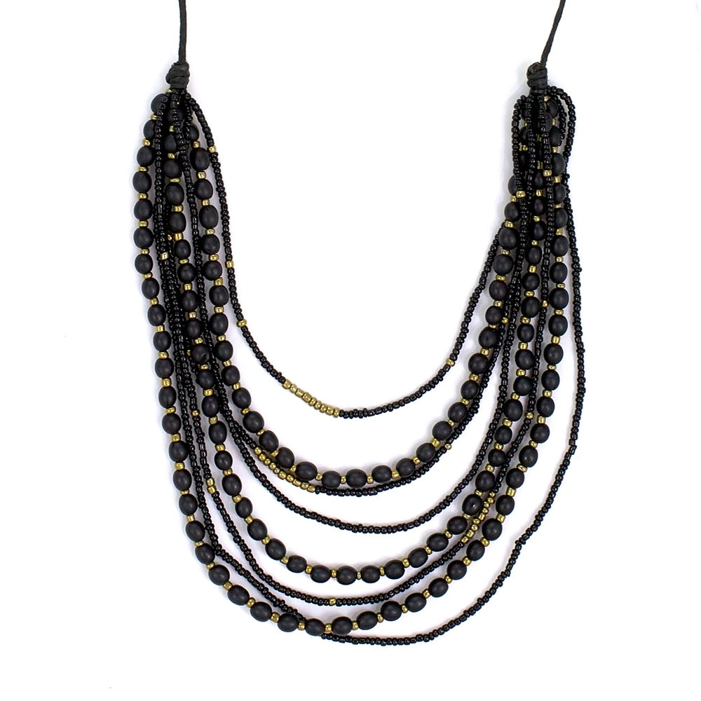 Mallorca Necklace - Black w/ Gold