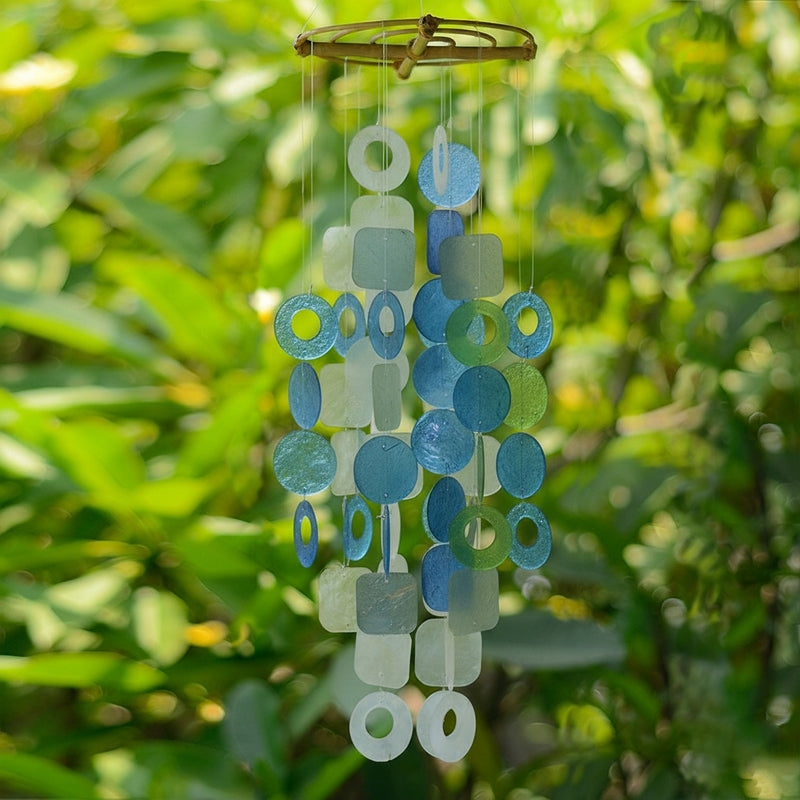 Medium Capiz Shell Chime - Green Blue