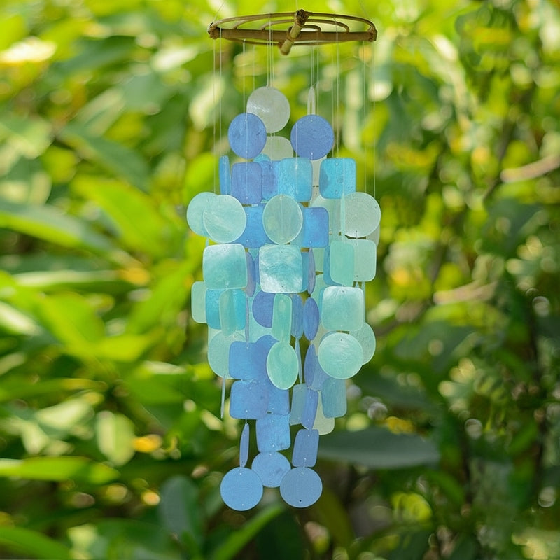 Medium Capiz Shell Chime - Blue Turquoise