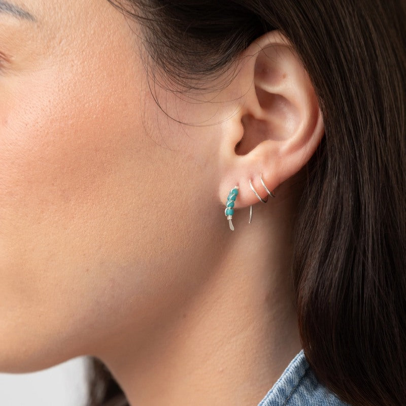 Moab Western Beaded Hoop Earrings Sterling Silver