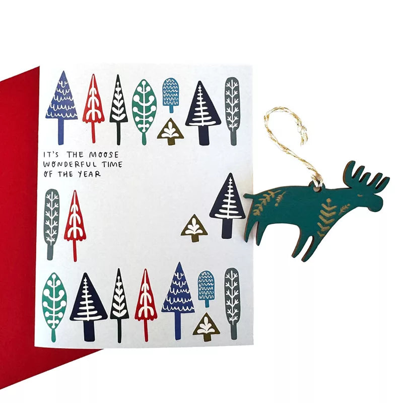 Moose Wonderful Time of the Year Ornament & Card