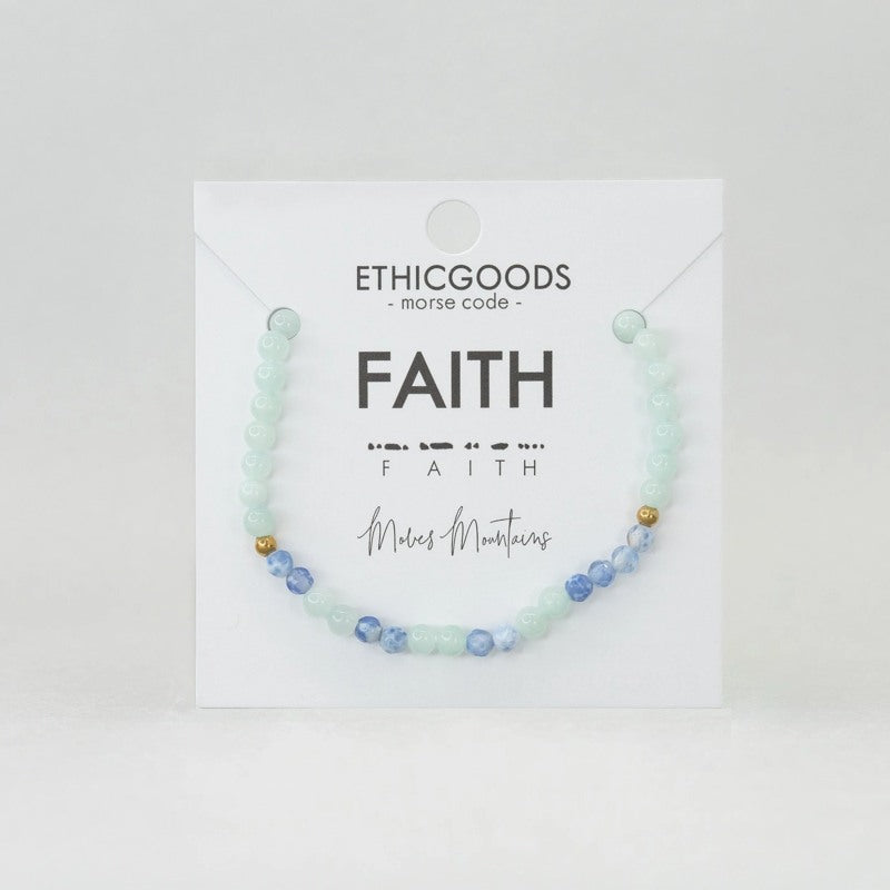 Morse Code Bracelet Faith - Mint & Blue Lace Agate