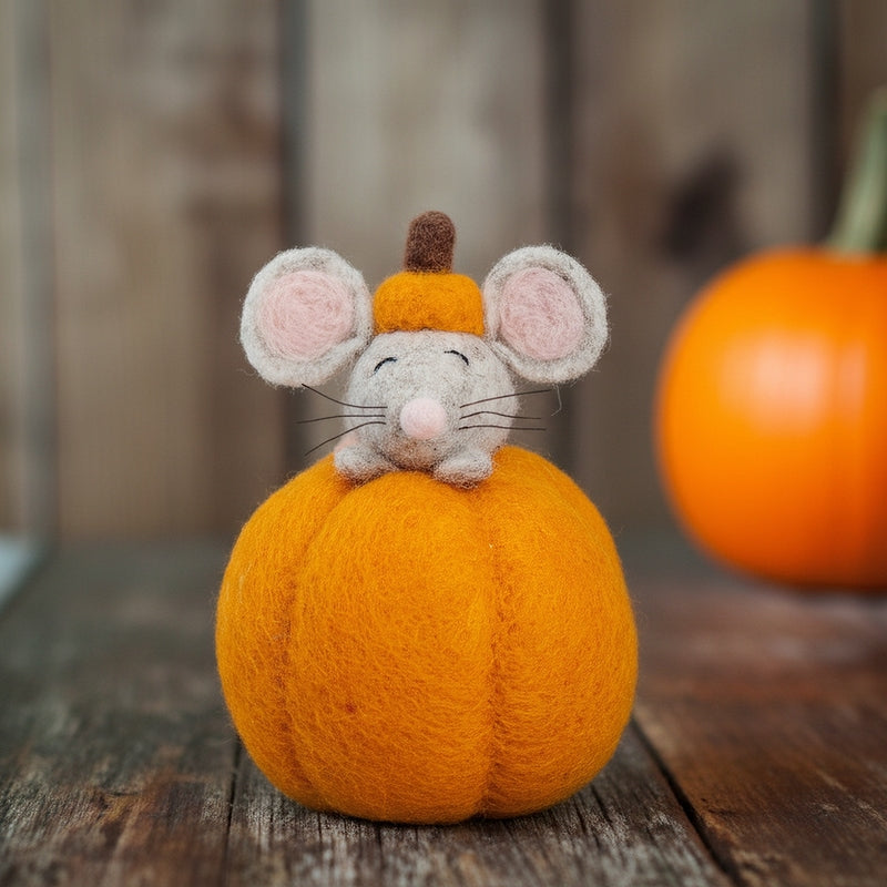 Felt Mouse in Pumpkin Small