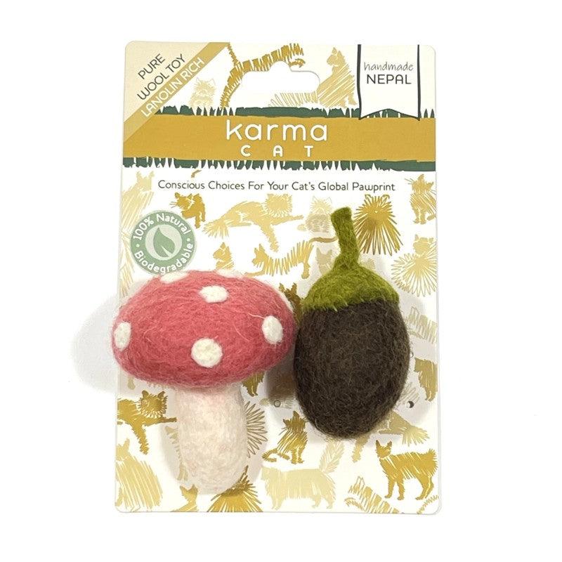 Mushroom & Acorn Cat Toy Pack of 2 1