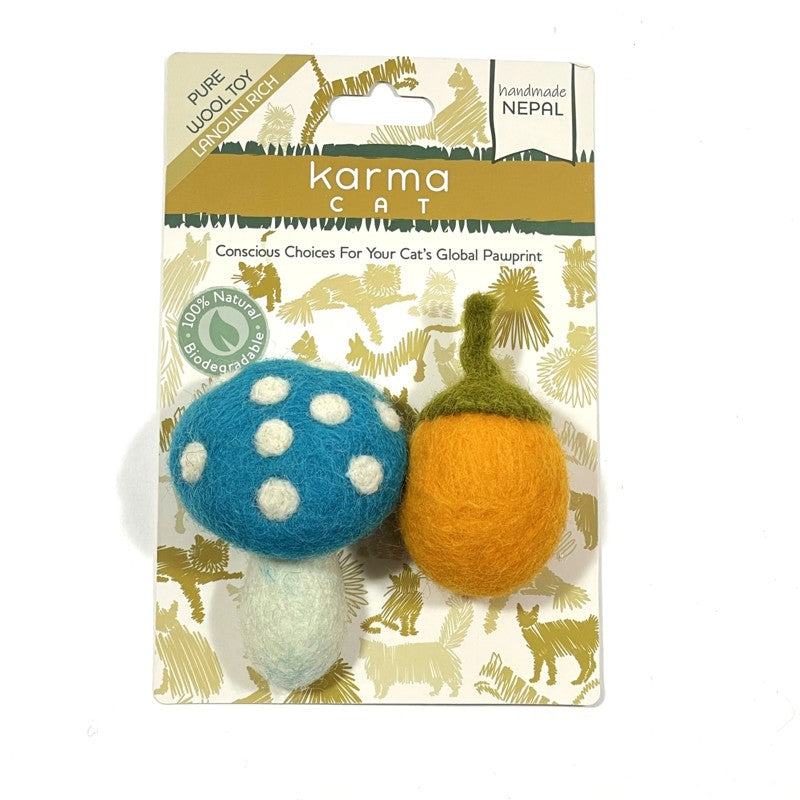 Mushroom & Acorn Cat Toy Pack of 2 2