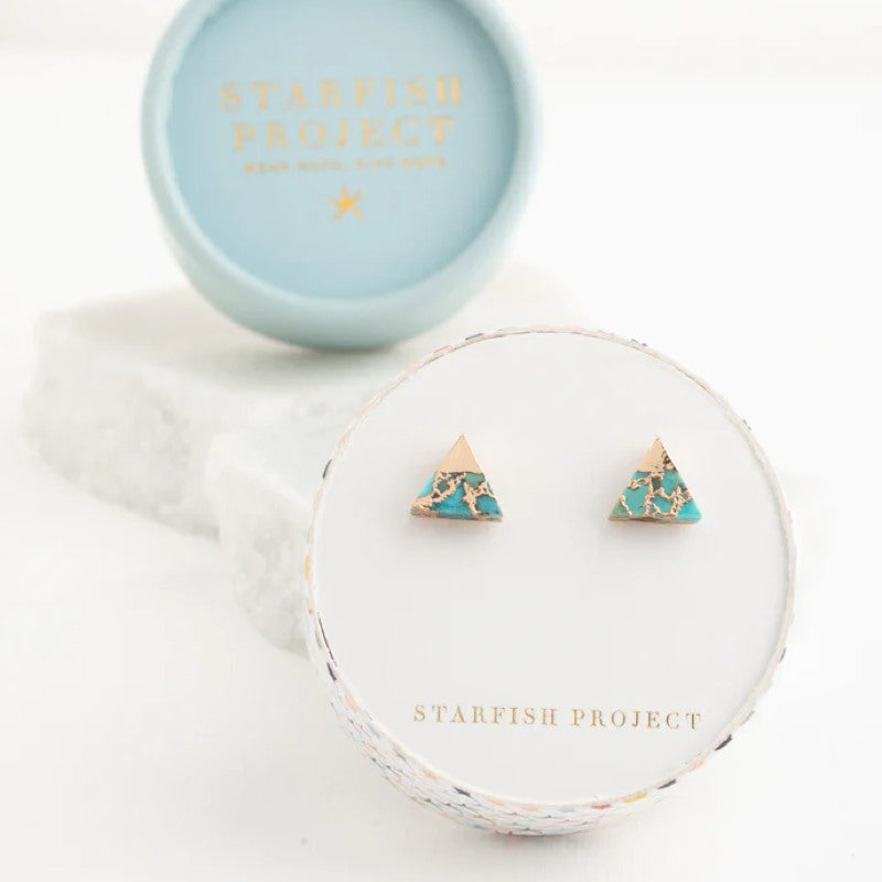 Oasis Triangle Turquoise Studs