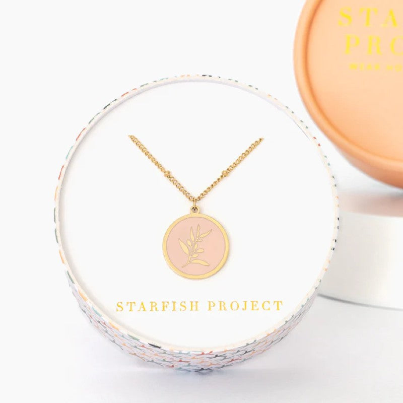 Resilience Leaf Necklace Pink