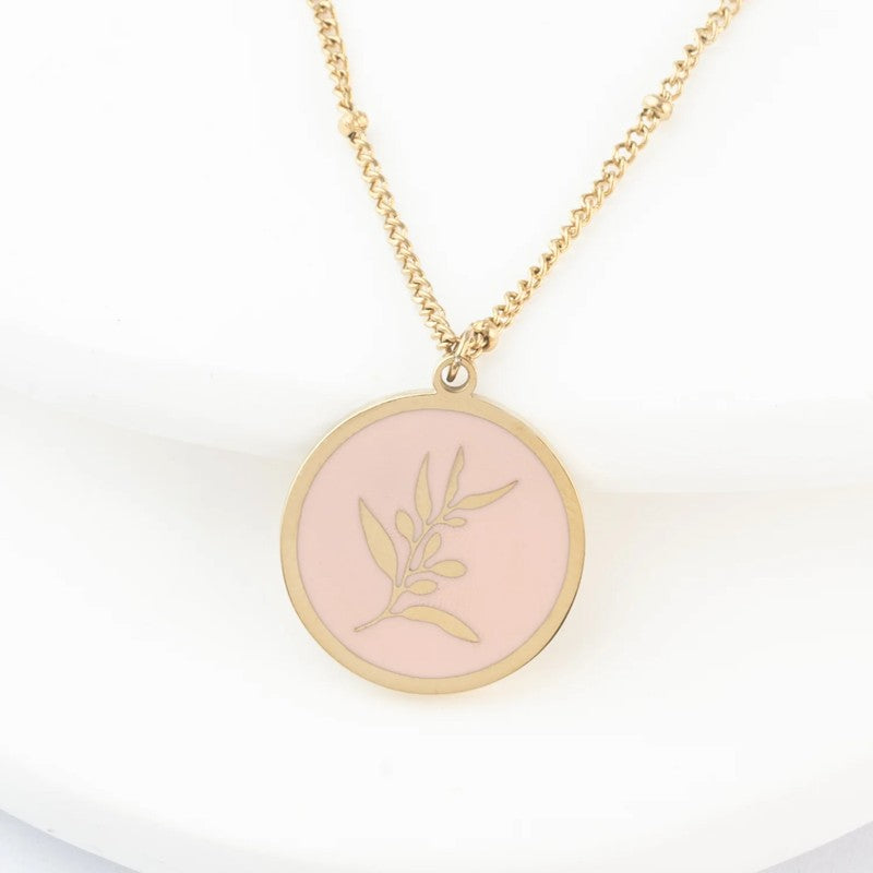 Resilience Leaf Necklace Pink