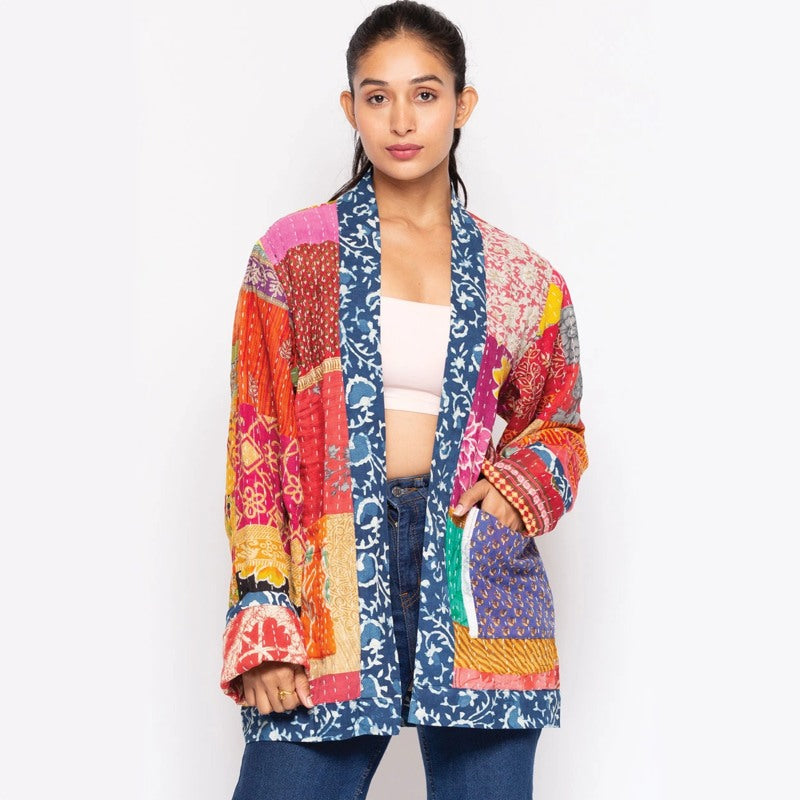 Reversible Kantha Quilted Sari Jacket
