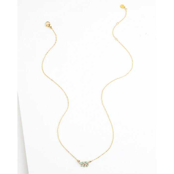 Rowen leaf necklace mint3