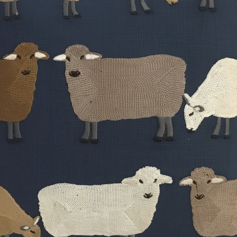 Sheep Pasture Embroidered Pillow