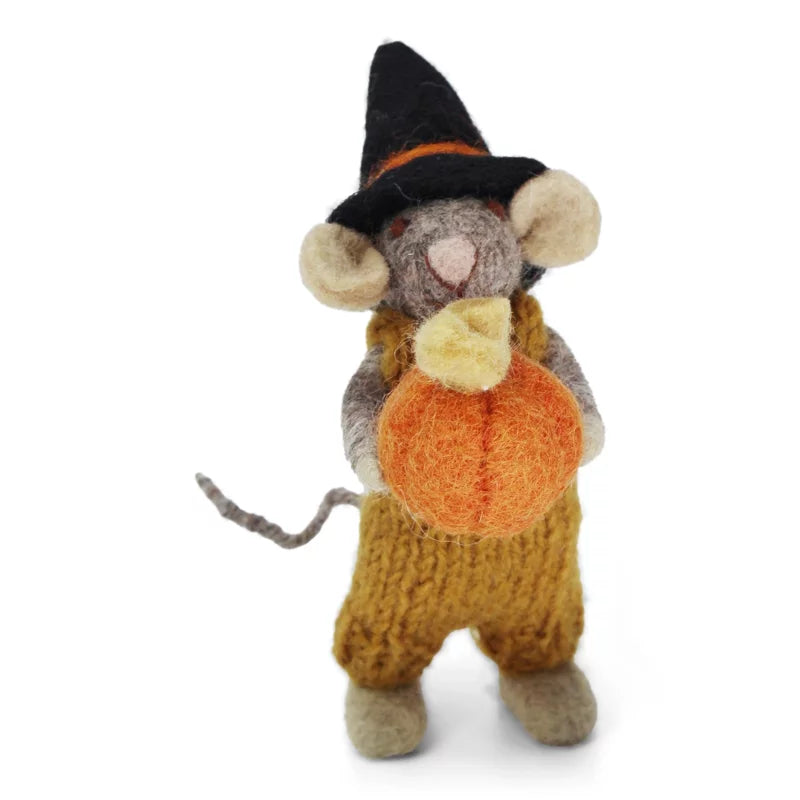 Small Grey Boy Mouse with Pumpkin and Ochre Pants