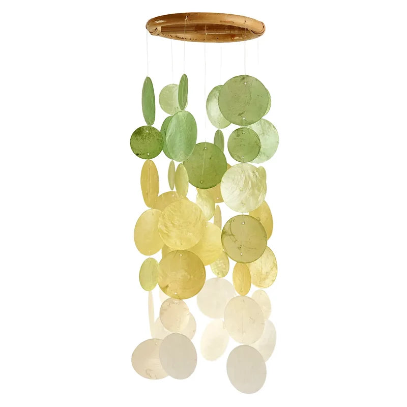 Small Round Capiz Shell Chime - Ombre Avocado