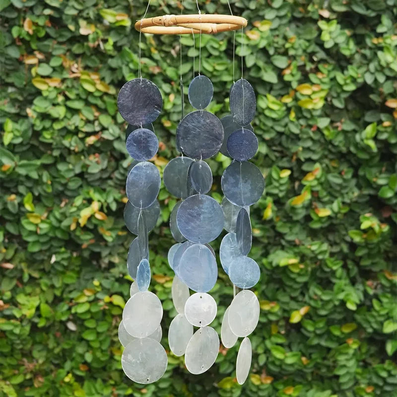 Small Round Capiz Shell Chime - Ombre Indigo
