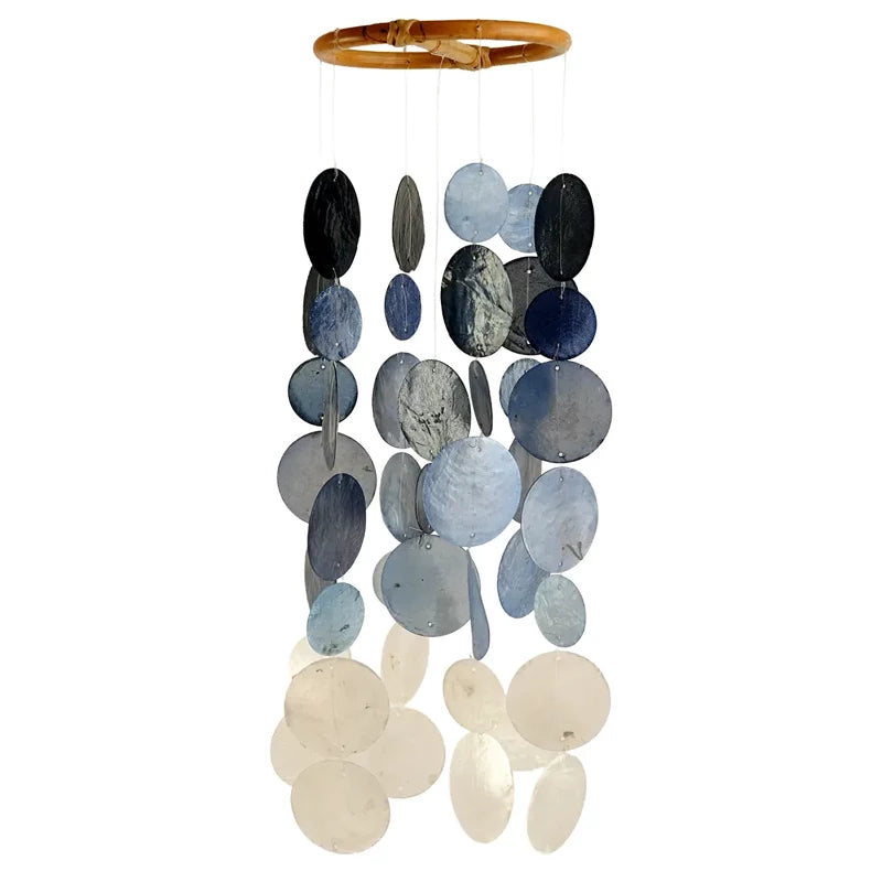 Small Round Capiz Shell Chime - Ombre Indigo