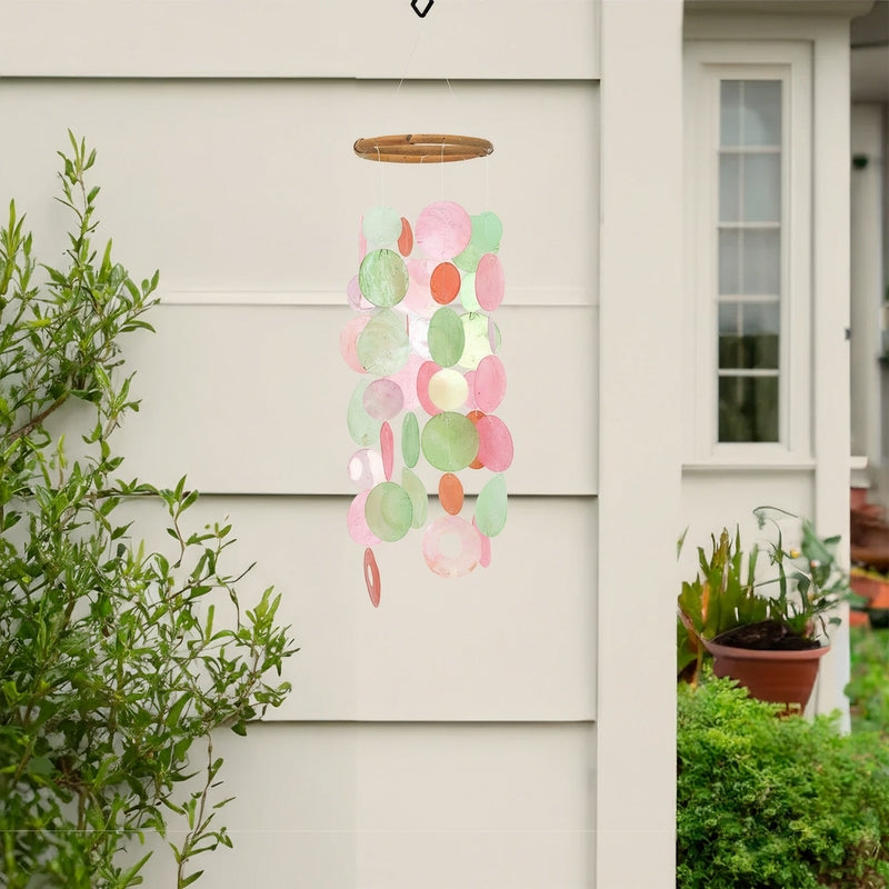 Small Round Capiz Shell Chime - Bougainvillea