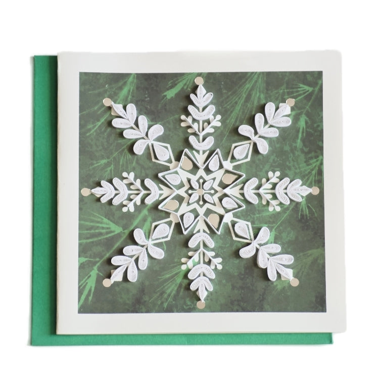 Snowflake on Pine Quilling Card