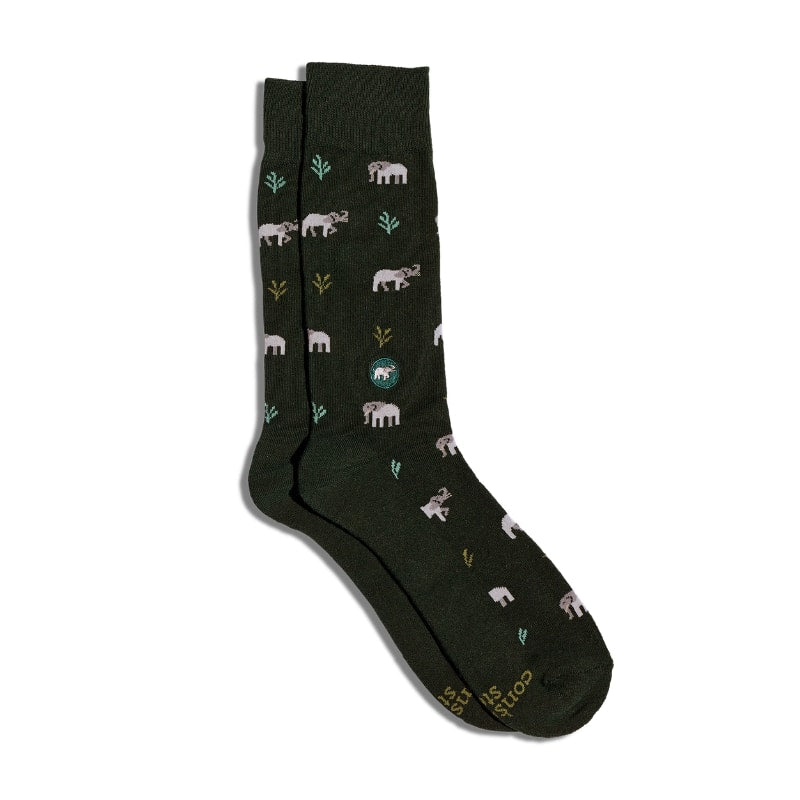 Socks that Protect Elephants Green